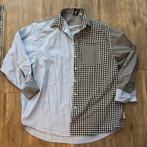 Women’s Blue and Black Checkered Shirt